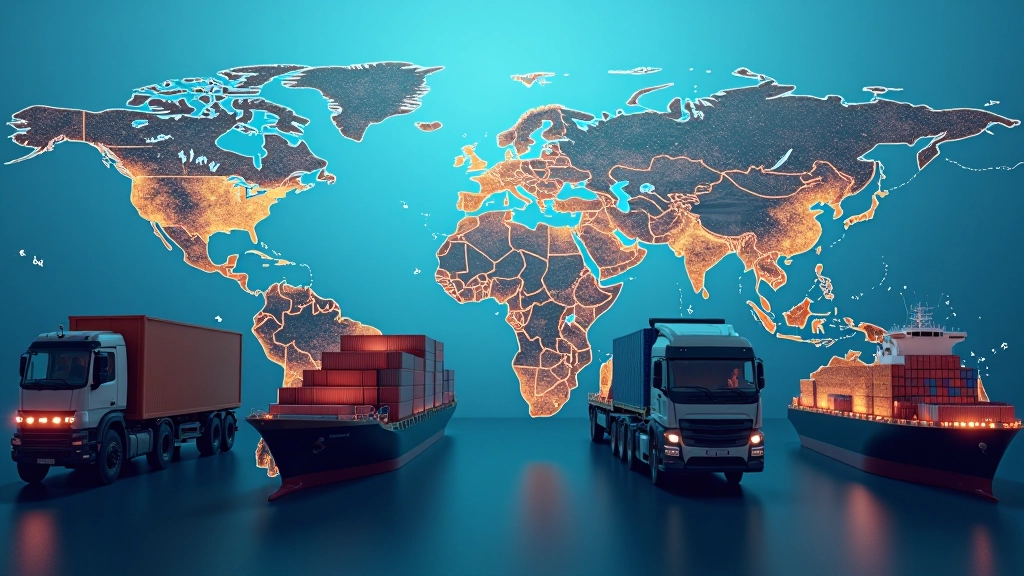 Globale Lieferkettenkarte zeigt deutsche Exportwege und internationale Handelsrouten